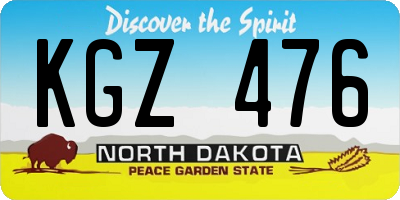 ND license plate KGZ476