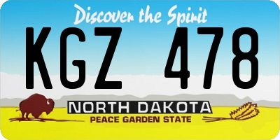 ND license plate KGZ478