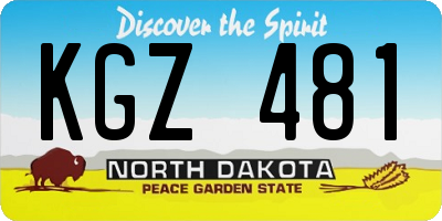 ND license plate KGZ481