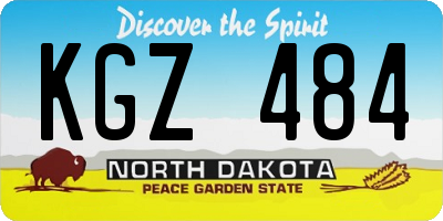 ND license plate KGZ484