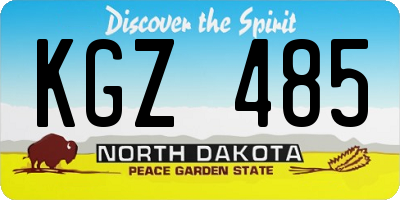 ND license plate KGZ485