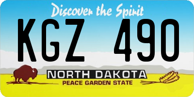 ND license plate KGZ490
