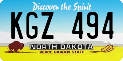 ND license plate KGZ494