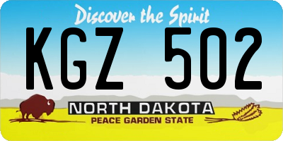 ND license plate KGZ502