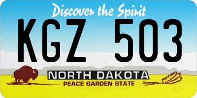 ND license plate KGZ503