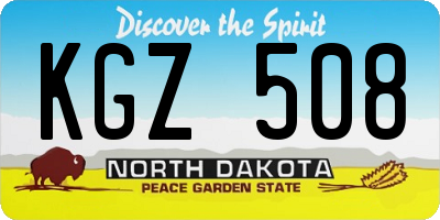 ND license plate KGZ508