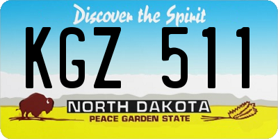 ND license plate KGZ511