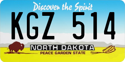 ND license plate KGZ514