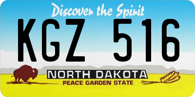 ND license plate KGZ516