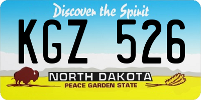 ND license plate KGZ526