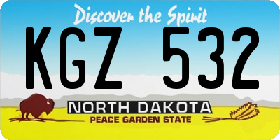 ND license plate KGZ532
