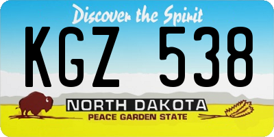 ND license plate KGZ538