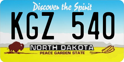ND license plate KGZ540