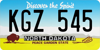 ND license plate KGZ545