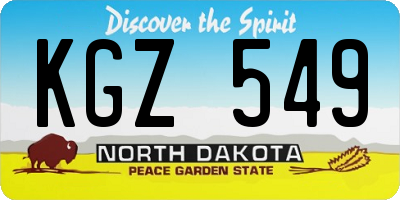 ND license plate KGZ549