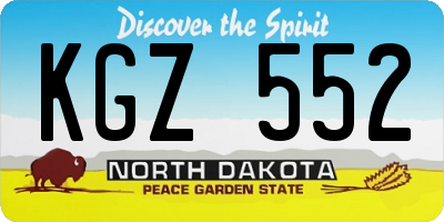 ND license plate KGZ552