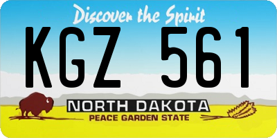 ND license plate KGZ561