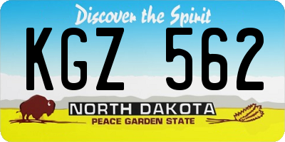 ND license plate KGZ562