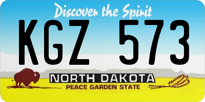 ND license plate KGZ573