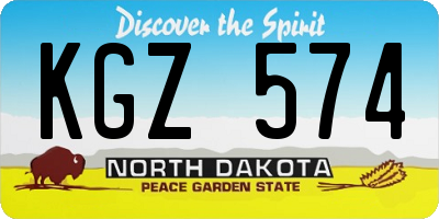 ND license plate KGZ574