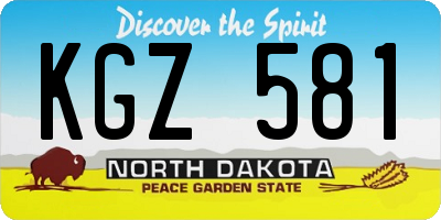 ND license plate KGZ581
