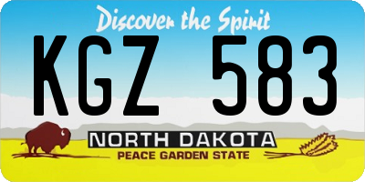 ND license plate KGZ583