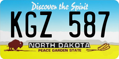 ND license plate KGZ587