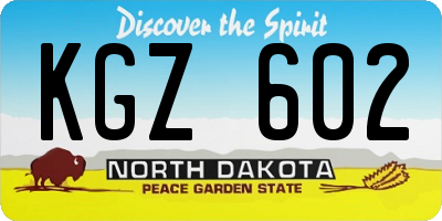 ND license plate KGZ602