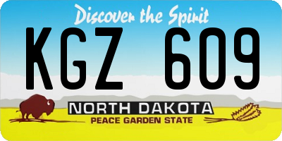 ND license plate KGZ609