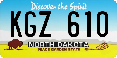 ND license plate KGZ610
