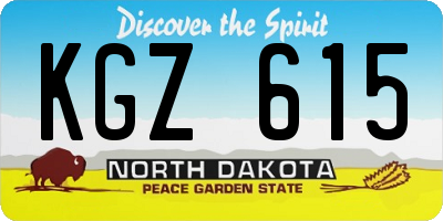 ND license plate KGZ615