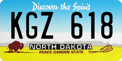 ND license plate KGZ618
