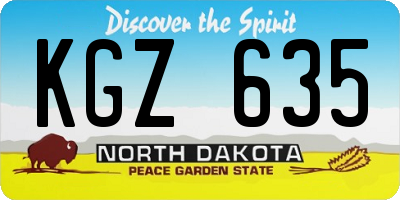 ND license plate KGZ635