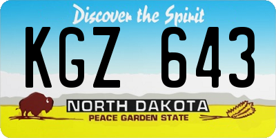 ND license plate KGZ643