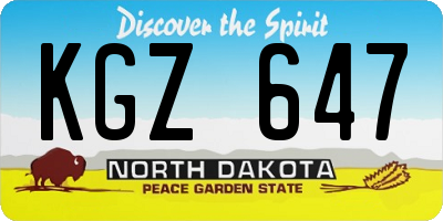 ND license plate KGZ647