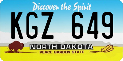 ND license plate KGZ649