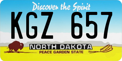 ND license plate KGZ657