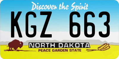 ND license plate KGZ663