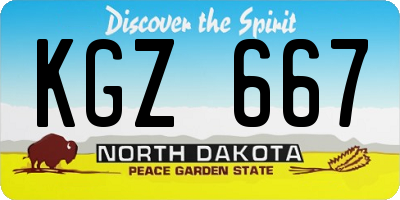 ND license plate KGZ667