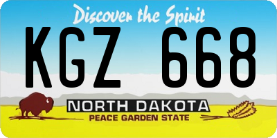 ND license plate KGZ668