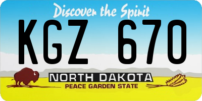 ND license plate KGZ670