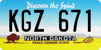 ND license plate KGZ671