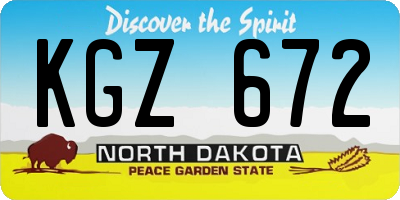 ND license plate KGZ672