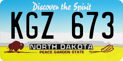 ND license plate KGZ673