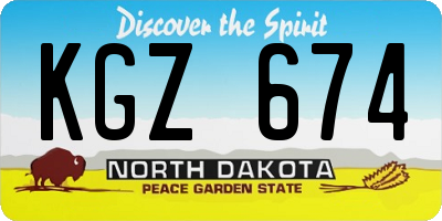 ND license plate KGZ674