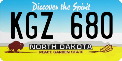 ND license plate KGZ680