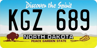 ND license plate KGZ689