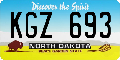 ND license plate KGZ693