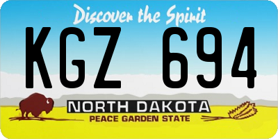 ND license plate KGZ694