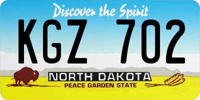 ND license plate KGZ702